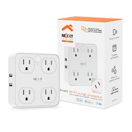 PROTECTOR DE SOBRETENSIONES NEXXT HOMENHP-T615 SMART 4 SALIDAS/2 USBA /2 USBC