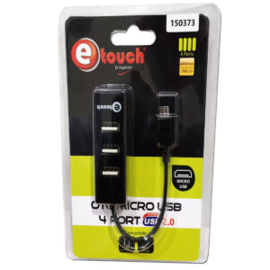 HUB USB 4 PUERTOS CONECCION TIPO C/MICRO USB, ETOUCH 150375/150373