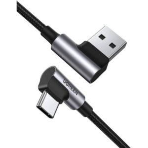 CABLE USB-A 2.0 A USB-C ANGULO 1M ALIUINIO UGREEN US176, NEGRO