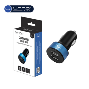 CARGADOR DE CELULAR PARA CARRO, CONEXION A LA CIGARRERA CON 2 PUERTOS USB-A MARCA UNNO 2.1A/5V