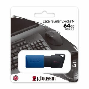 MEMORIA USB KINGSTON EXODIA M, 64GB, USB 3.2 GEN1, AZUL/NEGRA