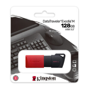 MEMORIA USB 128GB, KINGSTON EXODIA, USB 3.2 ROJO/NEGRO