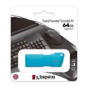 MEMORIA USB KINGSTON EXODIA M 64GB 3.2 NEON AQUA BLUE KC-U2L64- 7LB