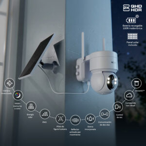 CAMARA DE VIDEOVIGILANCIA WIFI 360 PANORAMICA NEXXT 2K CON PANEL SOLAR