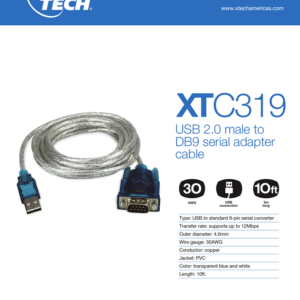 CABLE XTECH USB A SERIAL DB9 10FT XTC-319