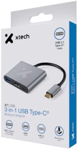 ADAPTADOR XTECH 3-IN-1 XTC-566 USB-C A HDMI/USB-A 3.0