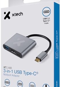 ADAPTADOR XTECH 3-IN-1 XTC-566 USB-C A HDMI/USB-A 3.0
