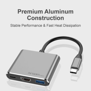 ADAPTADOR 3 EN 1, TIPO C A HDMI, USB 3.0 Y TIPO C, ARGOM ONE ACESS ARG-UB-0181