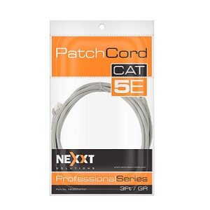 Nexxt - Cable de interconexión - RJ-45 (M) a RJ-45 (M) - 90 cm - UTP - CAT 5e - moldeado, trenzado - gris