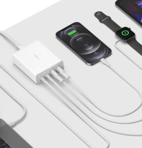 Belkin - Adaptador de corriente - tecnología GaN - 108 vatios - Fast Charge, PD 3.0 - 4 conectores de salida (2 x USB, 2 USB-C) - blanco