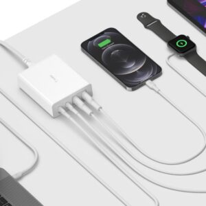 Belkin - Adaptador de corriente - tecnología GaN - 108 vatios - Fast Charge, PD 3.0 - 4 conectores de salida (2 x USB, 2 USB-C) - blanco