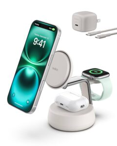 Belkin - Qi2 25W 3 in 1 UltraCharge Pro Magnetic Charging Dock Sand - Lithium - Para Universal