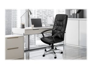Xtech Calabria - Silla - ejecutivo - reposabrazos - inclinación - giratorio - plástico, metal, PVC, espuma, cuero sintético, contrachapado - negro