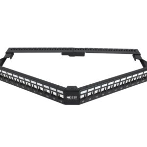 Nexxt Solutions Infrastructure - Patch panel - Cold-rolled steel - Black with silver extrusion - Angled Mod SH 24P 1U