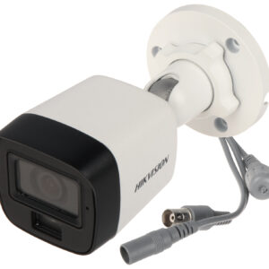 Hikvision 2MP Smart Hybrid Light Audio Fixed Mini Bullet Camera - switchable signals (TVI/AHD/CVI/CVBS?- Audio with audio over coaxial cable - built-in mic - Metal - Outdoor - fixed focal 2.8mm - DWDR - 1920x1080 - IP67 - 30M IR - 20M White light
