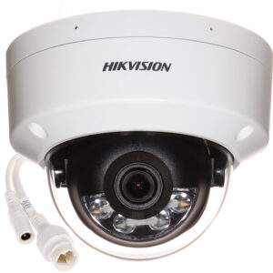 Hikvision 8MP Cámara de red tipo domo fija híbrida inteligente - Micrófono incorporado - 8MP - Exterior - H.265+ - focal fija 2,8 mm - 3840 × 2160 - DWDR - IP67 - IK08 - Micro SD