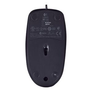 Logitech M100 - Ratón - diestro y zurdo - óptico - 3 botones - cableado - USB - negro