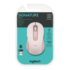 Logitech Signature M650 - Ratón - manos pequeñas - diestro y zurdo - inalámbrico - 2.4 GHz, Bluetooth - receptor de USB Logitech Logi Bolt - rosa