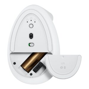 Logitech Lift Vertical Ergonomic Mouse - Ratón vertical - ergonómico - 6 botones - inalámbrico - Bluetooth, 2.4 GHz - receptor de USB Logitech Logi Bolt - blanco hueso