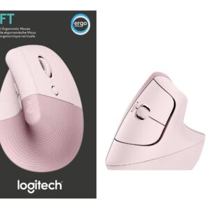 Logitech Lift Vertical Ergonomic Mouse - Ratón vertical - ergonómico - 6 botones - inalámbrico - Bluetooth, 2.4 GHz - receptor de USB Logitech Logi Bolt - rosa