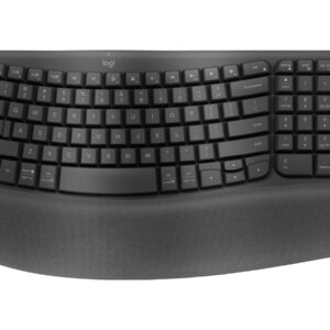 Logitech Ergo Series Wave Keys Wireless Ergonomic Keyboard with Cushioned Palm Rest, Graphite - Teclado - con reposamanos acolchado - inalámbrico - Bluetooth LE - grafito