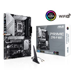 ASUS Prime Z790-P WIFI - Placa base - ATX - Socket LGA1700 - Z790 Chipset - USB-C 3.2 Gen 2x2, USB 3.2 Gen 1, USB 3.2 Gen 2, USB-C Gen2 - 2.5 Gigabit LAN, Wi-Fi 6, Bluetooth - Tarjeta gráfica (CPU necesaria) - HD Audio (8-canales)