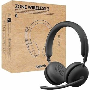 Logitech Zone Wireless 2 Premium Noise Canceling Headset with Hybrid ANC, Certified for Zoom, Google Meet, Google Voice, Fast Pair, Graphite - Auricular - en oreja - Bluetooth - inalámbrico - cancelación de sonido activo - USB-C a través de adaptador Bluetooth - grafito - Certificado por Google Meet