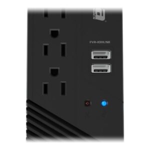 Forza FVR Series FVR-1011USB - Regulador automático de voltaje - CA 115 V - 500 vatios - 1000 VA - conectores de salida: 4 - negro