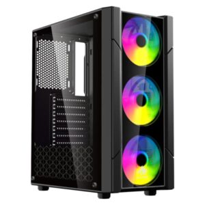 Case Eagle Warrior Cg13alra001c Torre Media Con 3 Abanicos Panel De Vidrio Lateral