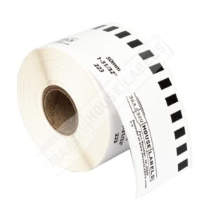 Cinta Continua Brother Dk2223 50 Mm X 30.4m Compatible Con Impresoras Ql Blanco Con Texto Negro