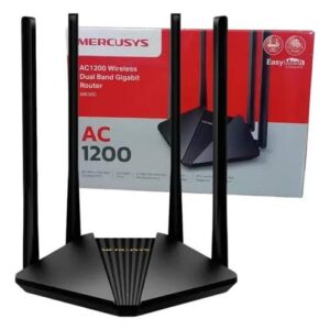 ROUTER MERCUSYS AC1200 MR30G DOBLE BANDA GIGABIT, 4 ANTENAS NEGRO
