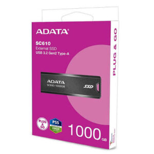 Hd Solido Externo 1tb Adata USB 3.2 Gen 2 550 Mb/s Lectura 500 Mb/s Escritura Sc610-1000g-cbk/rd