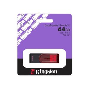 MEMORIA USB KINGSTON 64GB EXODIA S, KC-U3C64-7TR, ROJA