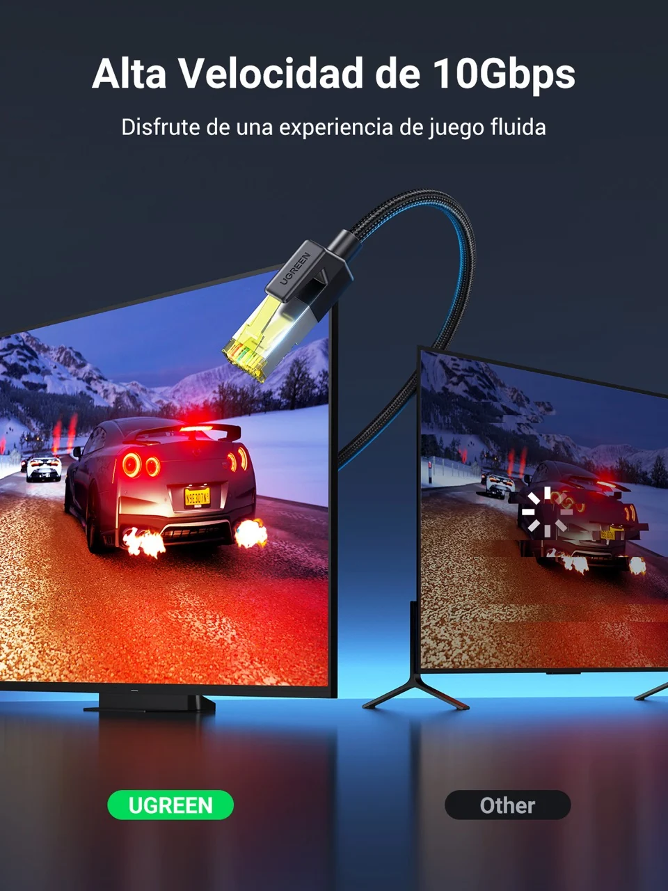 CABLE PARA RED UGREEN CAT7 DE 2MTS, TRENSADO NEGRO - Imagen 3