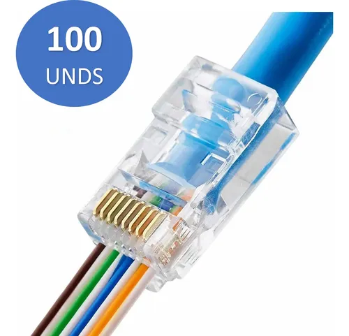 CONECTOR RJ45 CAT5 PASS THROUGH PASANTES (100 unidades) - Imagen 2
